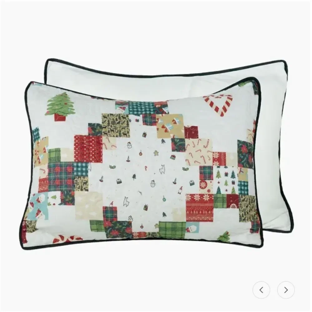 Christmas Holiday Printed Patchwork King Comforter Set Festive Vintage Whimsical